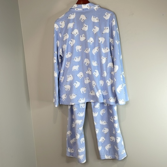 Joe Fresh NWT Fleece Polar Bear Print 2 pc Pajamas Baby Blue White Button Up XL - Picture 8 of 11